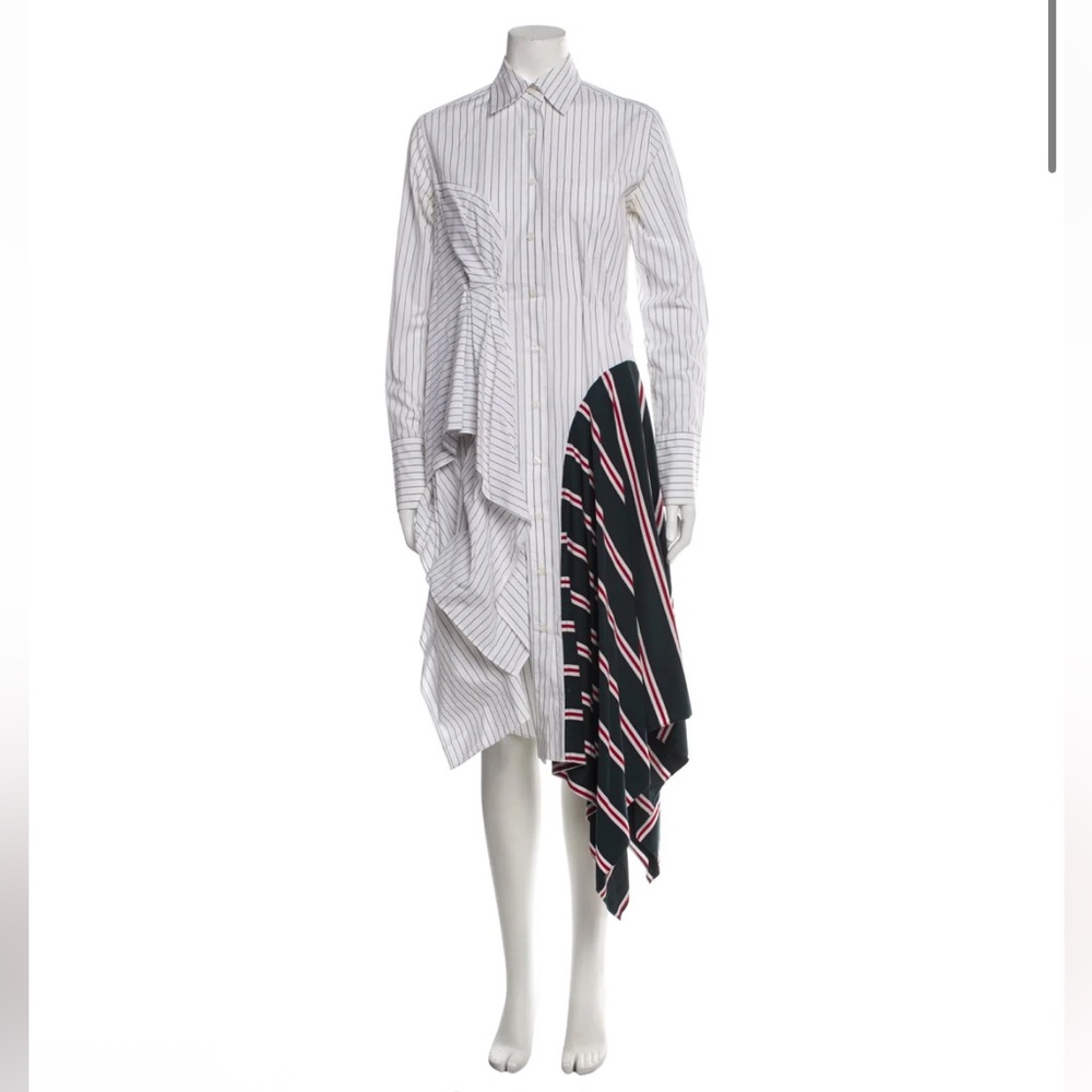 Tome NYC Stripe Shirt Dress Asymmetrical Deconstructed Design